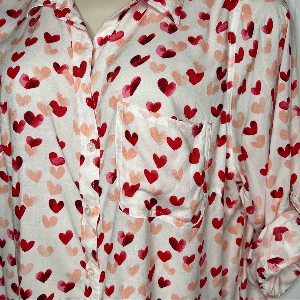Heart Printed Button Up - Picture 2 of 4